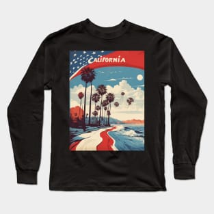 California United States of America Travel Vintage Poster Long Sleeve T-Shirt